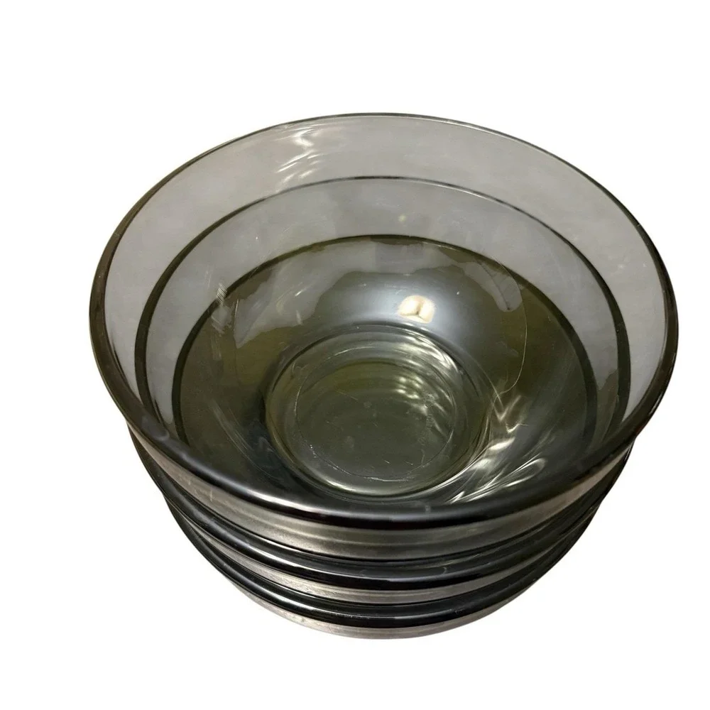 Set‎ Of 3 Vintage Forte Crisa Mexico Smokey Grey Glass 5 7/8